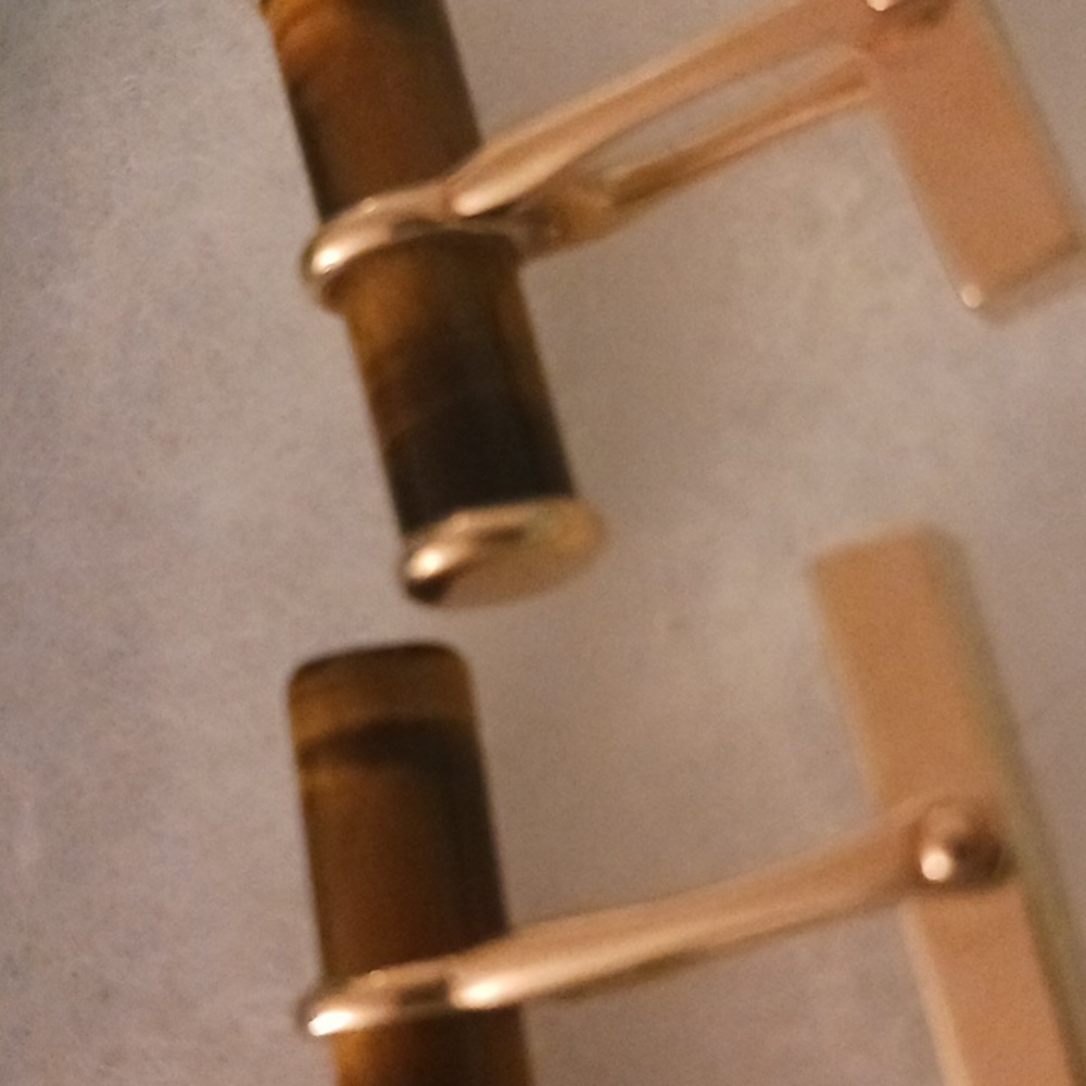 Tiffany & Co 14k Gold /Tiger Eye Cufflinks 🐅✨️ - Picture 8 of 9